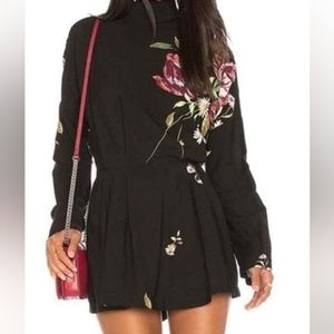 FREE PEOPLE  Long Sleeve Floral Tunic Dress/Shirt sz L